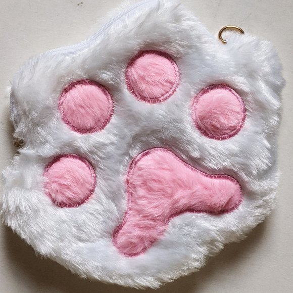 Cat Paw Crossbody Bag with Gold Chain Soft and Fluffy Purse Kitty Cute Kawaii - Picture 2 of 3